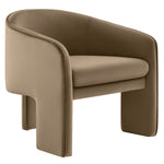 Greer Performance Velvet Upholstered Accent Armchair in Taupe