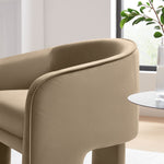 Greer Performance Velvet Upholstered Accent Armchair in Taupe