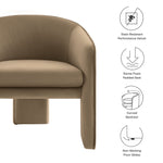 Greer Performance Velvet Upholstered Accent Armchair in Taupe