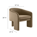 Greer Performance Velvet Upholstered Accent Armchair in Taupe