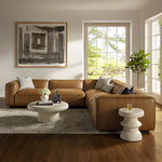 Auren 5-Piece Upholstered Vegan Leather Modular L-Shaped Sofa in Camel