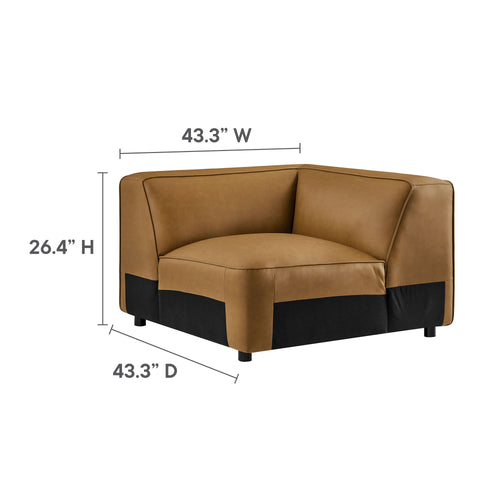 Auren 5-Piece Upholstered Vegan Leather Modular L-Shaped Sofa in Camel