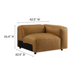 Auren 5-Piece Upholstered Vegan Leather Modular L-Shaped Sofa in Camel