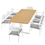 Aeris 9-Piece Outdoor Patio Aluminum Dining Set in White