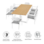 Aeris 9-Piece Outdoor Patio Aluminum Dining Set in White