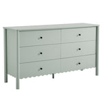 Emmeline Scalloped 6-Drawer Dresser in Sage