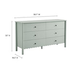 Emmeline Scalloped 6-Drawer Dresser in Sage