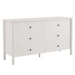 Emmeline Scalloped 6-Drawer Dresser in White