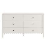 Emmeline Scalloped 6-Drawer Dresser in White