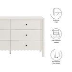Emmeline Scalloped 6-Drawer Dresser in White
