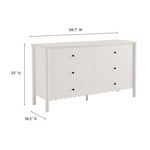 Emmeline Scalloped 6-Drawer Dresser in White