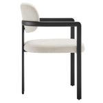 Elio Barrel Fabric and Metal Dining Chair in Black Cream