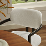 Elio Barrel Fabric and Metal Dining Chair in Black Cream