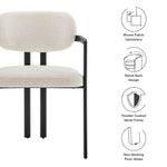 Elio Barrel Fabric and Metal Dining Chair in Black Cream