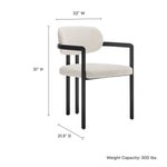 Elio Barrel Fabric and Metal Dining Chair in Black Cream