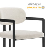 Elio Barrel Fabric and Metal Dining Chair in Black Cream