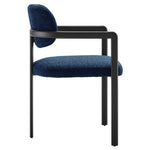 Elio Barrel Fabric and Metal Dining Chair in Black Navy
