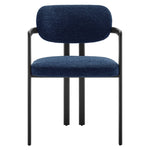 Elio Barrel Fabric and Metal Dining Chair in Black Navy