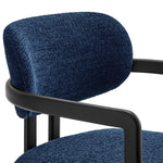 Elio Barrel Fabric and Metal Dining Chair in Black Navy