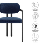 Elio Barrel Fabric and Metal Dining Chair in Black Navy