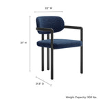 Elio Barrel Fabric and Metal Dining Chair in Black Navy