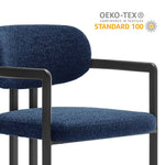 Elio Barrel Fabric and Metal Dining Chair in Black Navy