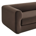 Leif 89" Performance Velvet Upholstered Sofa in Chocolate Brown