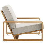 Lirienne Outdoor Patio Aluminum Faux Wood Armchair in Ivory Natural