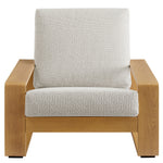 Lirienne Outdoor Patio Aluminum Faux Wood Armchair in Ivory Natural