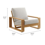 Lirienne Outdoor Patio Aluminum Faux Wood Armchair in Ivory Natural