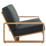 Lirienne Outdoor Patio Aluminum Faux Wood Loveseat in Charcoal Natural
