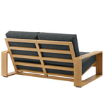 Lirienne Outdoor Patio Aluminum Faux Wood Loveseat in Charcoal Natural
