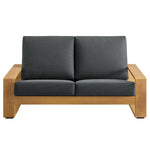 Lirienne Outdoor Patio Aluminum Faux Wood Loveseat in Charcoal Natural