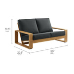 Lirienne Outdoor Patio Aluminum Faux Wood Loveseat in Charcoal Natural