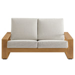 Lirienne Outdoor Patio Aluminum Faux Wood Loveseat in Ivory Natural