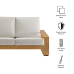 Lirienne Outdoor Patio Aluminum Faux Wood Loveseat in Ivory Natural