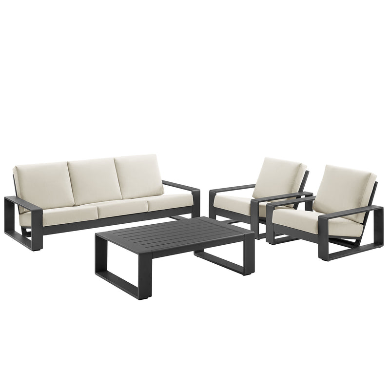 Lirienne 4-Piece Outdoor Patio Aluminum Furniture Set in Cream