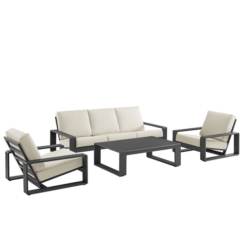 Lirienne 4-Piece Outdoor Patio Aluminum Furniture Set in Cream