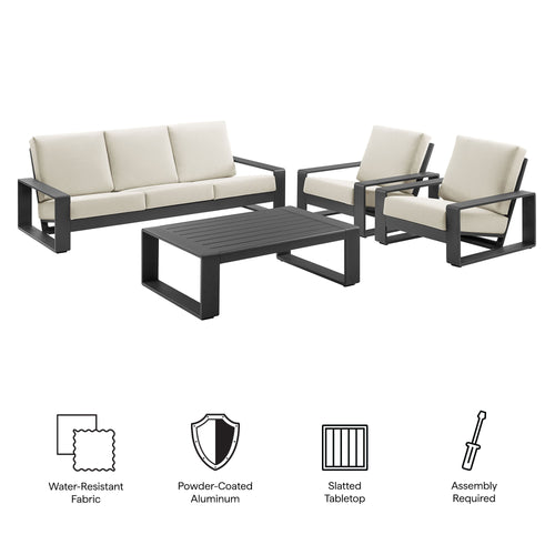 Lirienne 4-Piece Outdoor Patio Aluminum Furniture Set in Cream