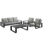 Lirienne 4-Piece Outdoor Patio Aluminum Furniture Set in Light Gray