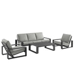 Lirienne 4-Piece Outdoor Patio Aluminum Furniture Set in Light Gray