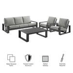 Lirienne 4-Piece Outdoor Patio Aluminum Furniture Set in Light Gray