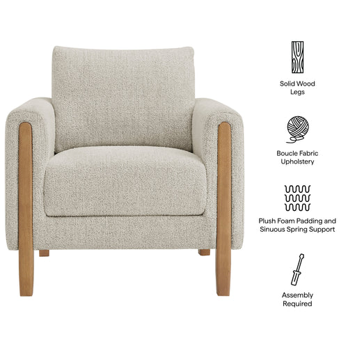 Hawken Boucle Fabric Accent Armchair in Parchment Beech