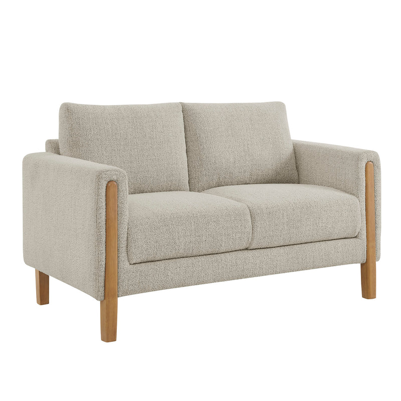 Hawken Boucle Fabric Loveseat in Parchment Beech