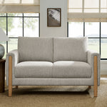 Hawken Boucle Fabric Loveseat in Parchment Beech