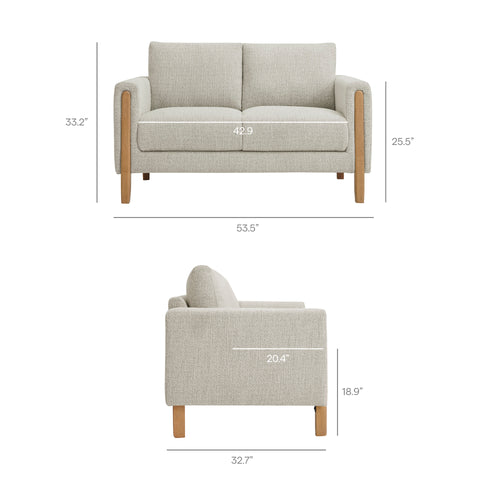 Hawken Boucle Fabric Loveseat in Parchment Beech