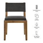 Calder Fabric Upholstered Wood Armless Dining Chair in Dark Gray