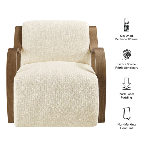 Atrium Lattice Boucle Accent Armchair in Cream