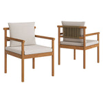 Eleni 7 Piece Outdoor Patio Teak Wood Dining Set in Natural Sail