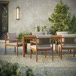 Eleni 7 Piece Outdoor Patio Teak Wood Dining Set in Natural Sail